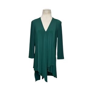 Joseph Ribkoff green 3/4 sleeves asymmetric tunic blouse size 8